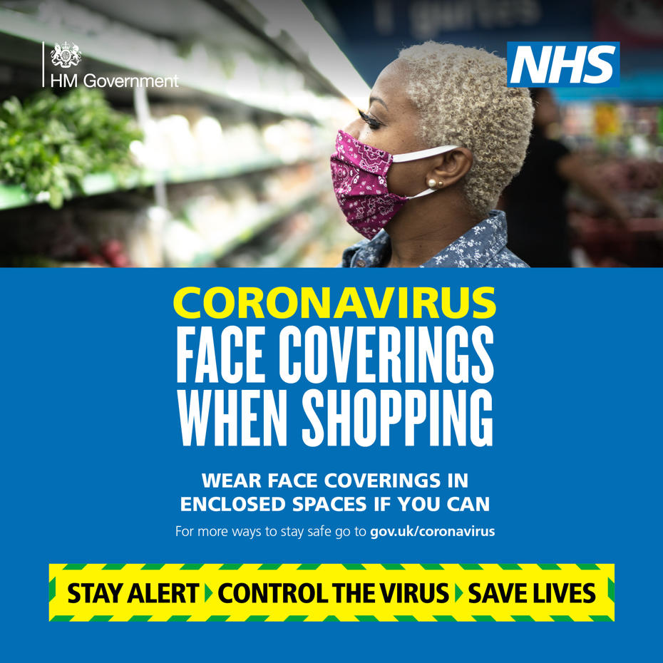 Wear a face covering when shopping if you can