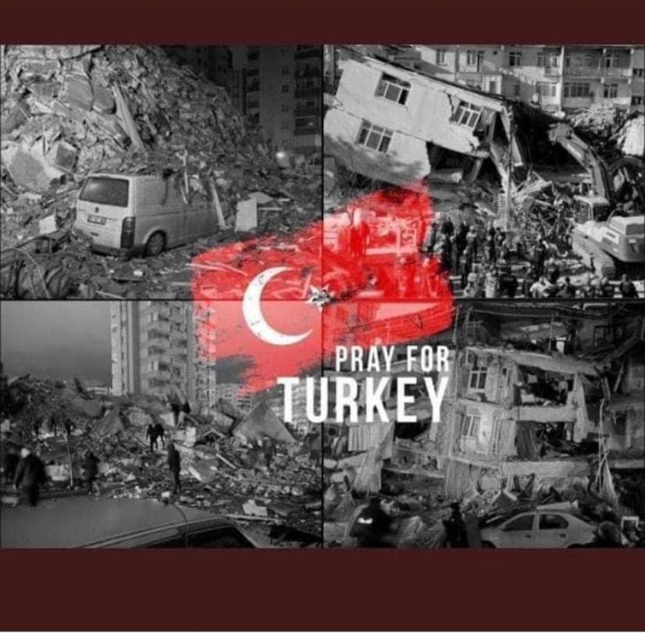 Pray for Turkey with images of destruction caused by the recent earthquakes.  